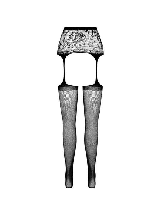 Passion - S028 Black Tights with Garter One Size