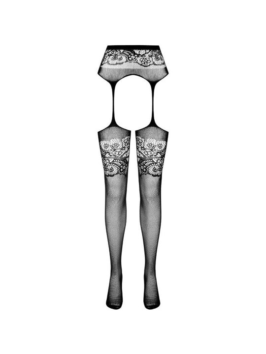 Passion - S029 Black Tights with Garter One Size