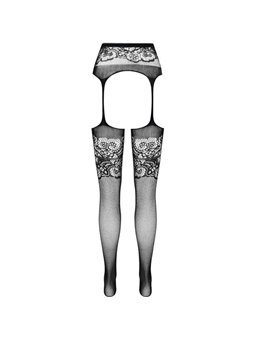 Passion - S029 Black Tights with Garter One Size