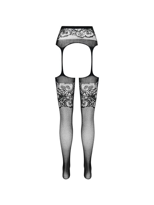 Passion - S029 Black Tights with Garter One Size