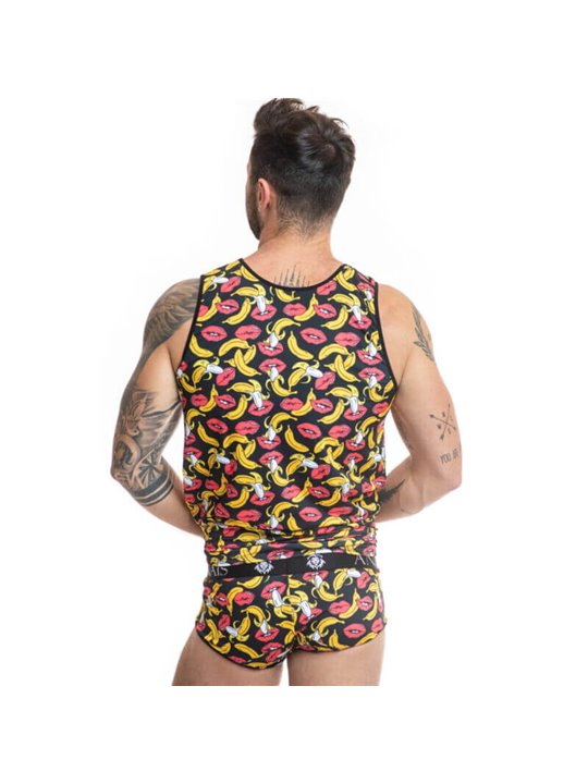 Anais Men - Top Smanicato con Fantasia Labbra e Banane Taglia XL