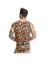 Anais Men - Top Smanicato con Fantasia Labbra e Banane Taglia XL