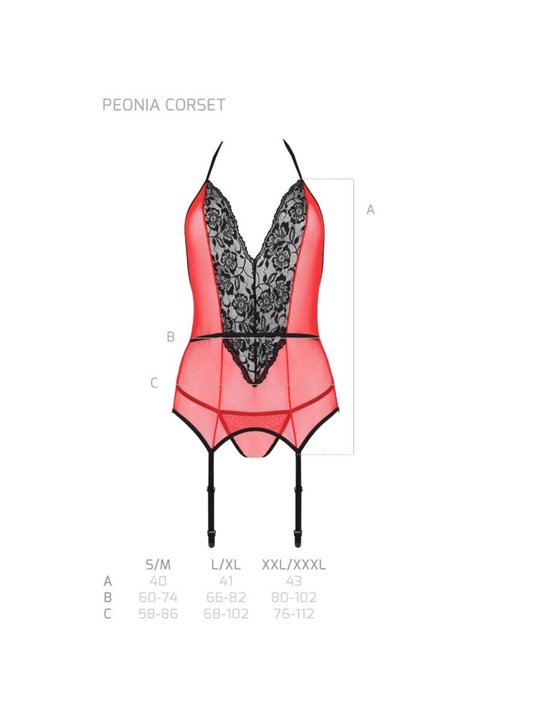 Passion - Peonia Corset Erotic Line Red L/XL