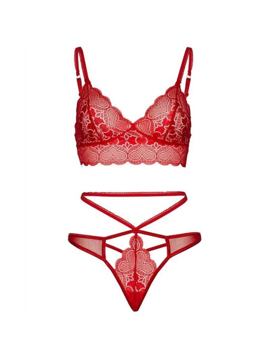 Leg Avenue - 2 Pieces Set Lace Bralette and Thong M/L