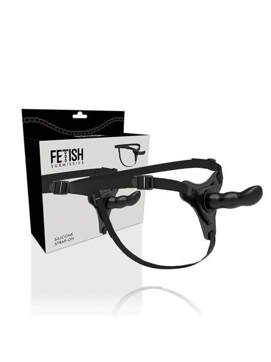 Fetish Submissive Harness - Black Silicone G-Spot 16 CM