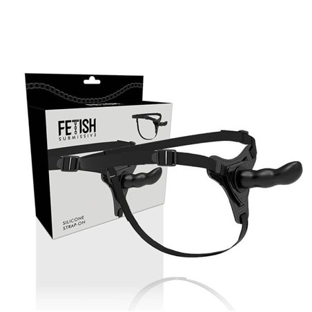 Fetish Submissive Harness - Black Silicone G-Spot 16 CM