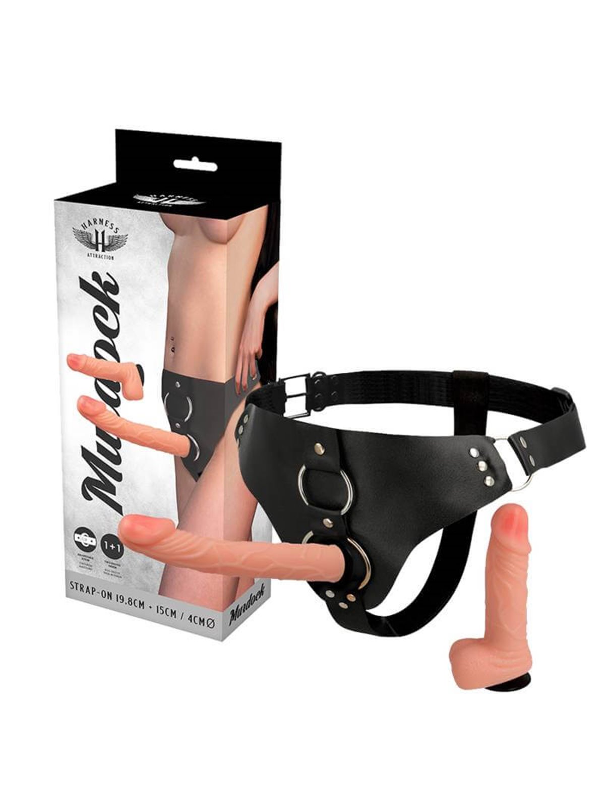 Harness Attraction Murdock - Strap-On Doppio Pene 19,8 + 15 Cm
