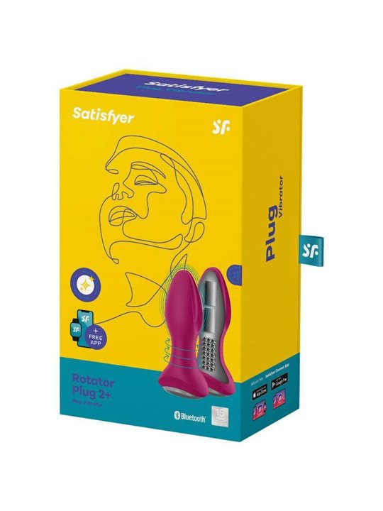 Satisfyer Rotator Plug 2+ Vibrating Plug App - Red
