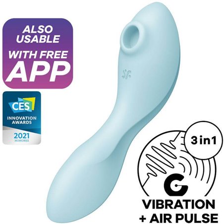 Satisfyer - Curvy Trinity 5 Air Pulse Stimulator & Vibrator App Blue