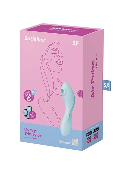 Satisfyer - Curvy Trinity 5 Air Pulse Stimulator & Vibrator App Blue