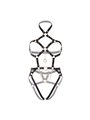 Leg Avenue - Body Pettorina in Pelle Vegana con Catene e Borchie Taglia S Nero