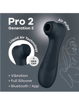 Satisfyer - Succhia Clitoride Vibrante Pro 2 Generation 3 + Liquid Air Vibration & App Black