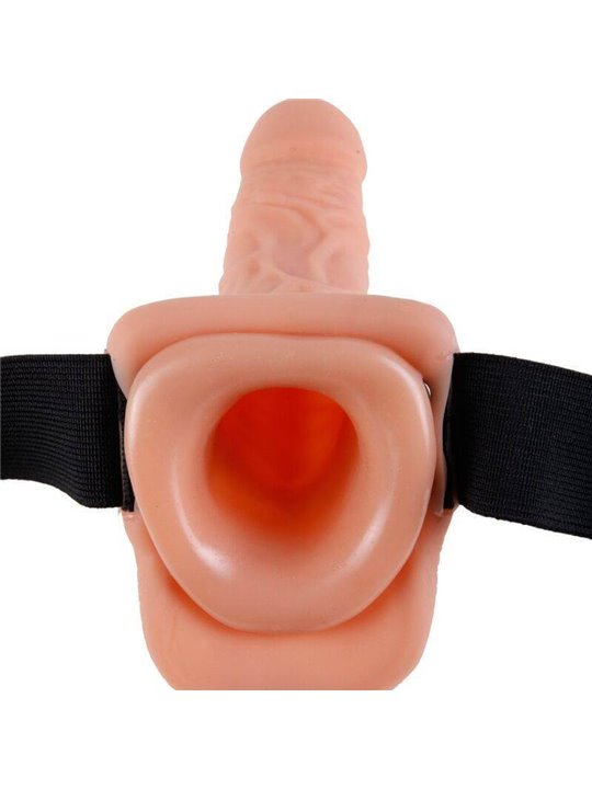 Fetish Fantasy Series - Vibratore Strap-On Cavo 7 Vibrating Hollow Strap On With Balls Flesh