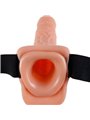 Fetish Fantasy Series - Vibratore Strap-On Cavo 7 Vibrating Hollow Strap On With Balls Flesh