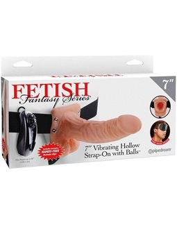Fetish Fantasy Series - Vibratore Strap-On Cavo 7 Vibrating Hollow Strap On With Balls Flesh
