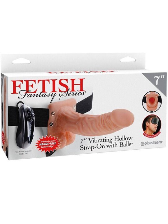 Fetish Fantasy Series - Vibratore Strap-On Cavo 7 Vibrating Hollow Strap On With Balls Flesh
