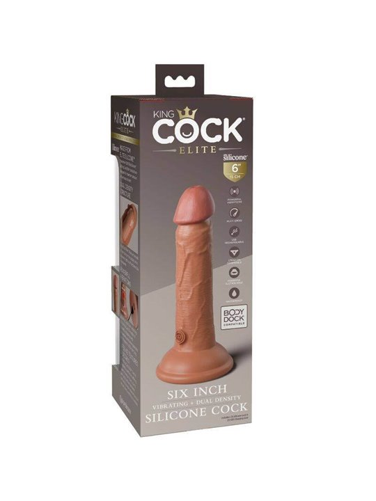King Cock Elite - Dildo Realistico Vibrante 15.2 CM Caramello