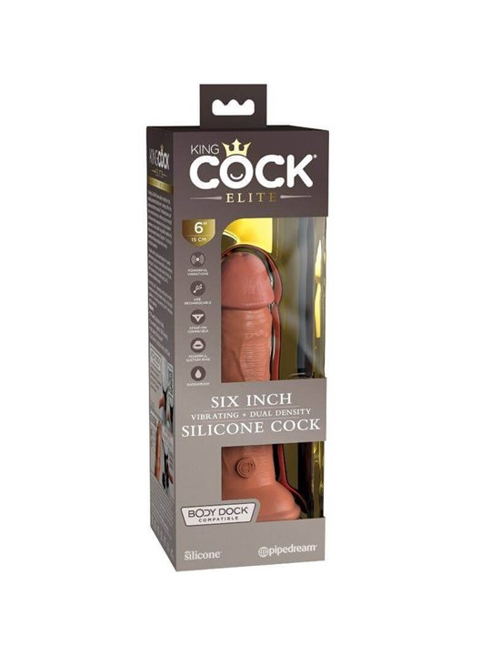 King Cock Elite - Dildo Realistico Vibrante 15.2 CM Caramello