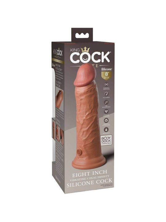 King Cock - Elite Realistic Dildo Vibrating & Silicone 20.3 CM Caramel