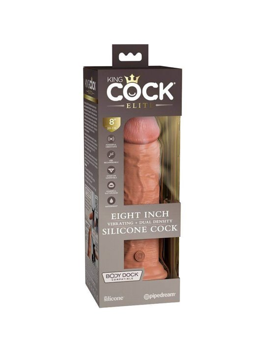 King Cock - Elite Realistic Dildo Vibrating & Silicone 20.3 CM Caramel
