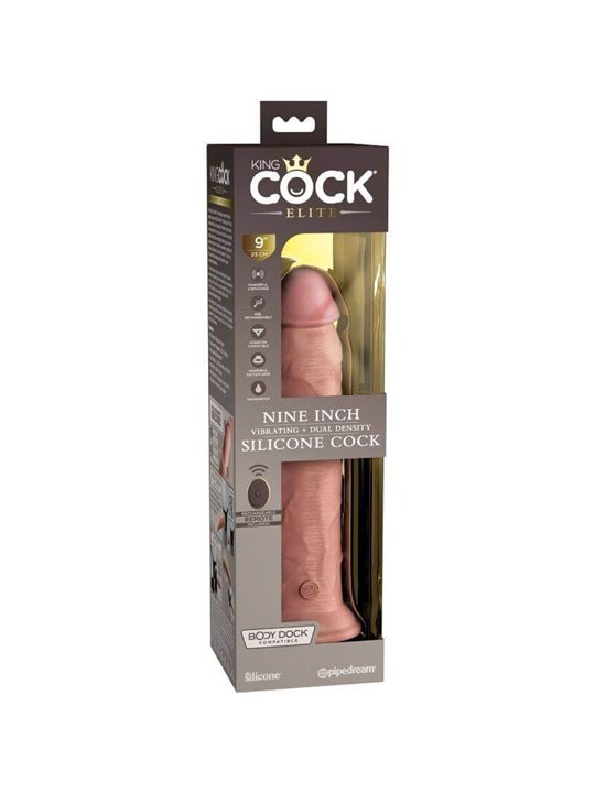 Pipedream King Cock - Vibratore Pene Silicone 24,8 Cm a Doppia Densità