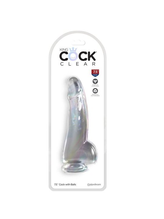 King Cock - Clear Dildo with Testicles 15.2 CM Transparent