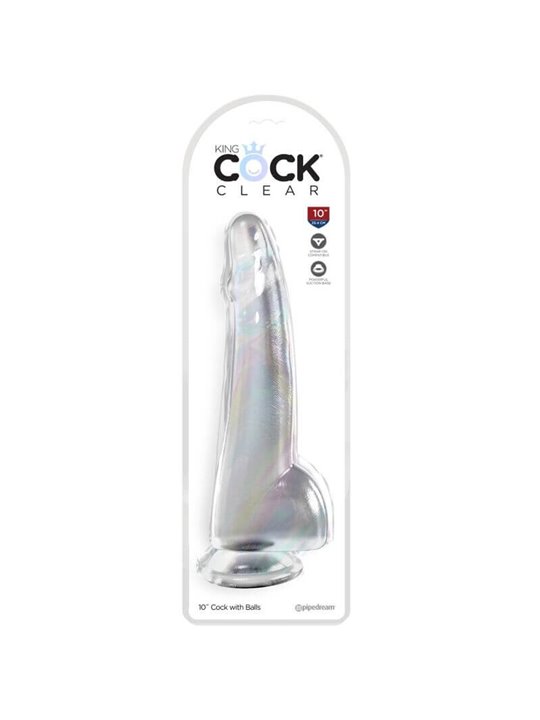 King Cock Clear - Dildo With Testicles 19 CM Transparent