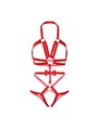 Leg Avenue - Body Pettorina in Pelle Vegana con Catene e Borchie Taglia M Rosso