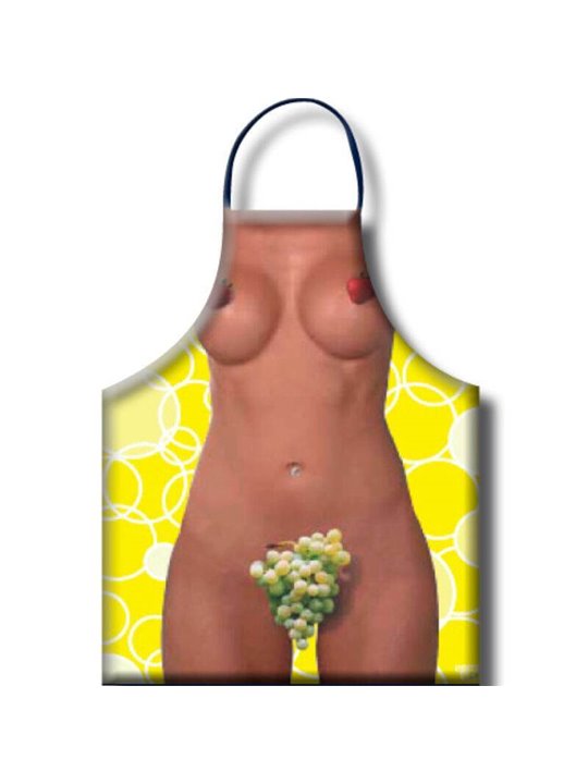 Diablo Picante - Kitchen Apron with Naked Woman and Grapes