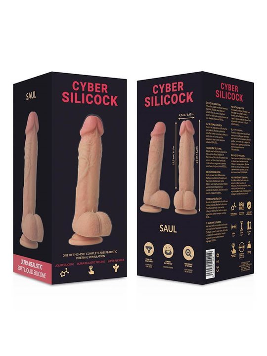 Cyber Silicock - Strap-On Saul Liquid Silicone with 3 Rings Free