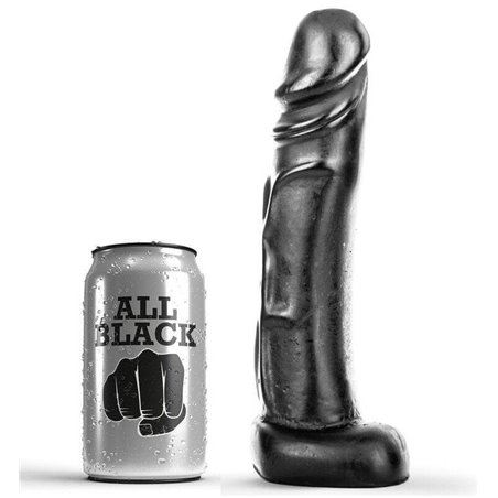All Black - Realistic Penis with Testicles and Suction Cup 22 cm