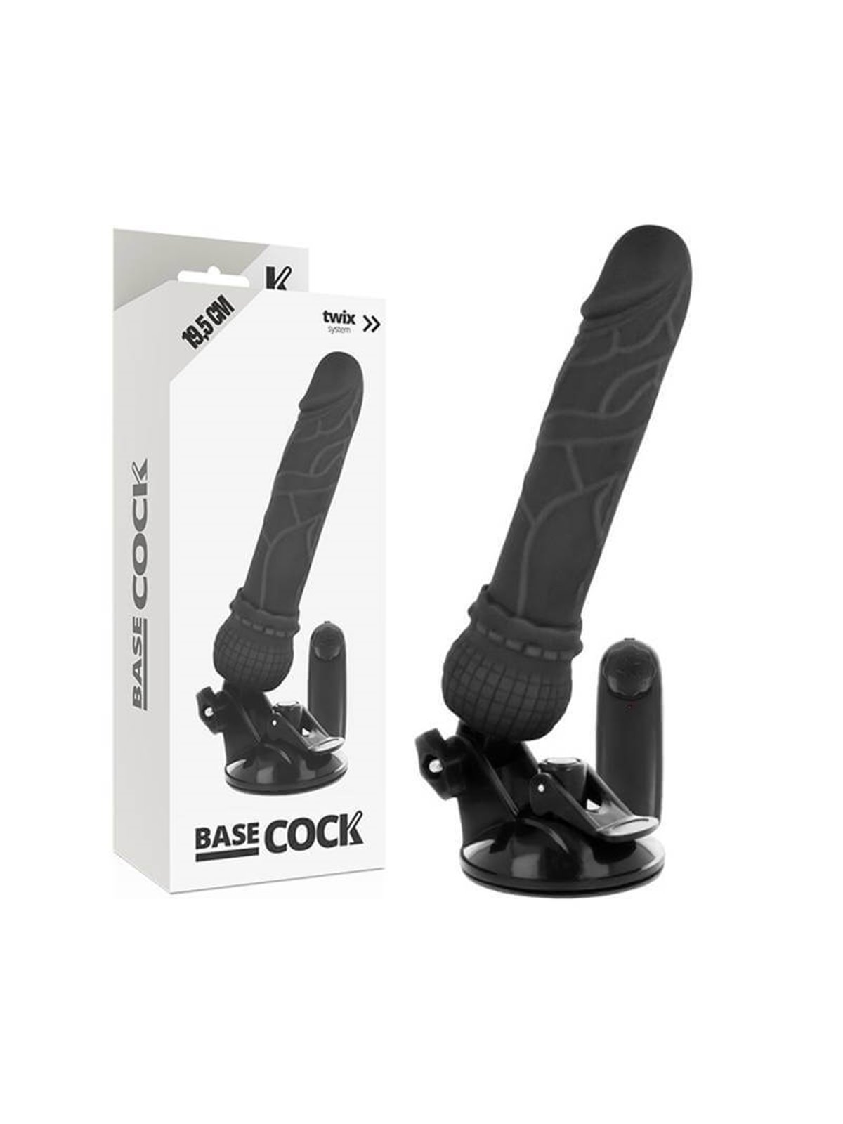 Basecock Twix - Vibratore Realistico con Ventosa 19,5X4X3,5 CM Nero