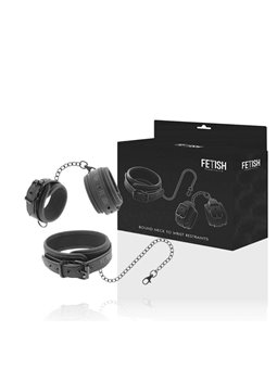 Fetish Submissive - Vegan Leather Collar and Cuffs with Neoprene Lining