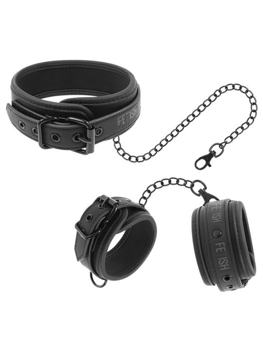 Fetish Submissive - Collare e Polsini in Pelle Vegana con Fodera in Neoprene