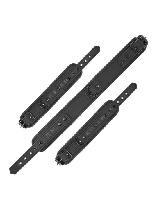 Fetish Submissive - Collare e Polsini in Pelle Vegana con Fodera in Neoprene