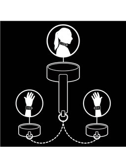 Fetish Submissive - Polsini e Collare in Pelle Vegana con Fodera in Neoprene