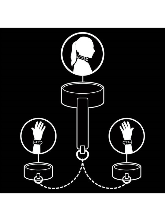 Fetish Submissive - Polsini e Collare in Pelle Vegana con Fodera in Neoprene