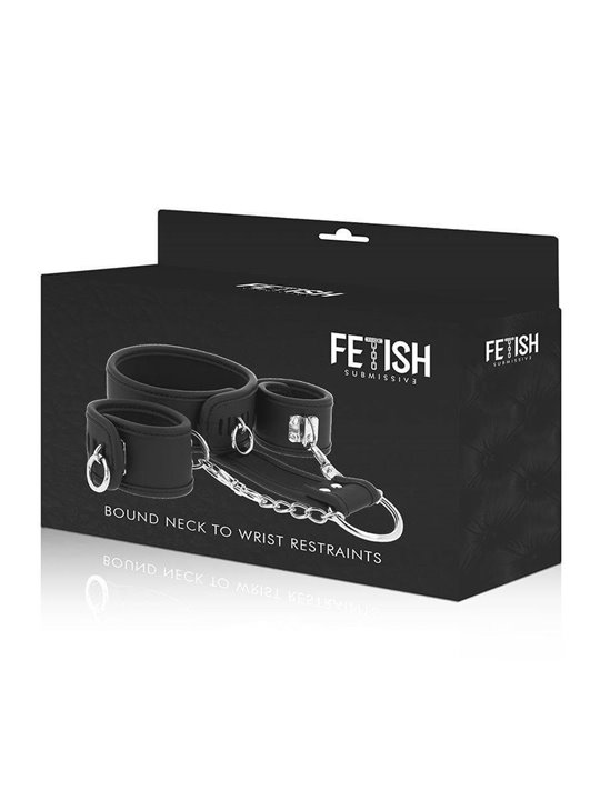 Fetish Submissive - Polsini e Collare in Pelle Vegana con Fodera in Neoprene