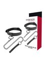 Darkness Thin Full Black Collar - Collare e Guinzaglio in Pelle Vegana - Nero