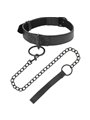 Darkness Thin Full Black Collar - Collare e Guinzaglio in Pelle Vegana - Nero