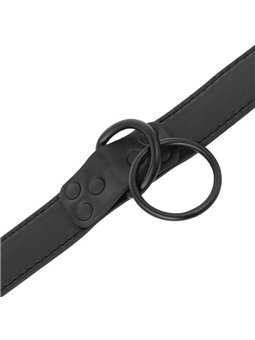 Darkness Thin Full Black Collar - Collare e Guinzaglio in Pelle Vegana - Nero