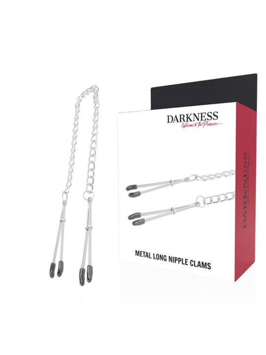 Darkness Metal Long Nipple Clams - Morsetti per Capezzoli in Metallo con Catena