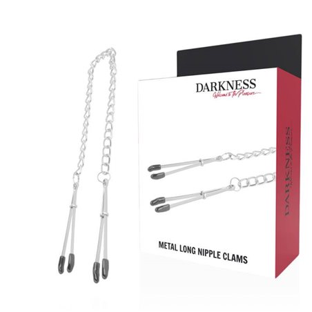 Darkness Metal Long Nipple Clams - Morsetti per Capezzoli in Metallo con Catena