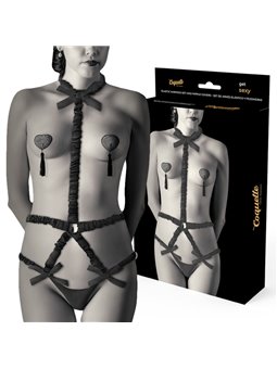 Coquette Chic Desire - Lingerie Set with Deluxe Nipple Covers