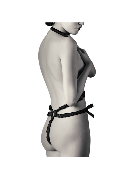 Coquette Chic Desire - Imbracatura Stile Corsetto con Copricapezzoli - Nero