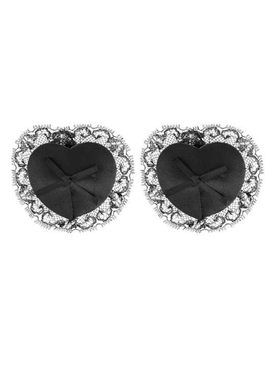 Coquette Chic Desire - Copricapezzoli Neri in Pizzo a Forma di Cuore