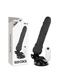 Basecock - Realistic Vibrator Black 19.5 CM 12 Functions