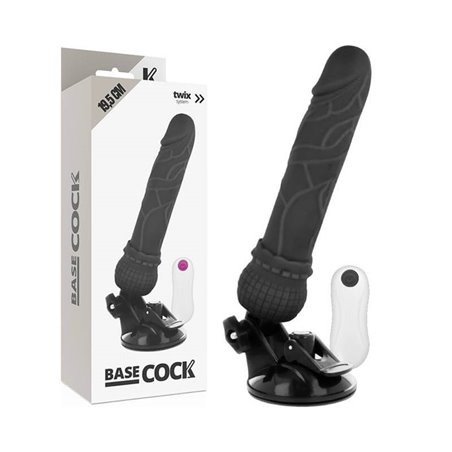 Basecock Twix - Vibratore Realistico con Ventosa 19,5X4X3,5 CM 12 Velocità Nero