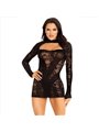 Leg Avenue - Mini Abito con Pizzo Manica Lunga Taglia Unica Nero
