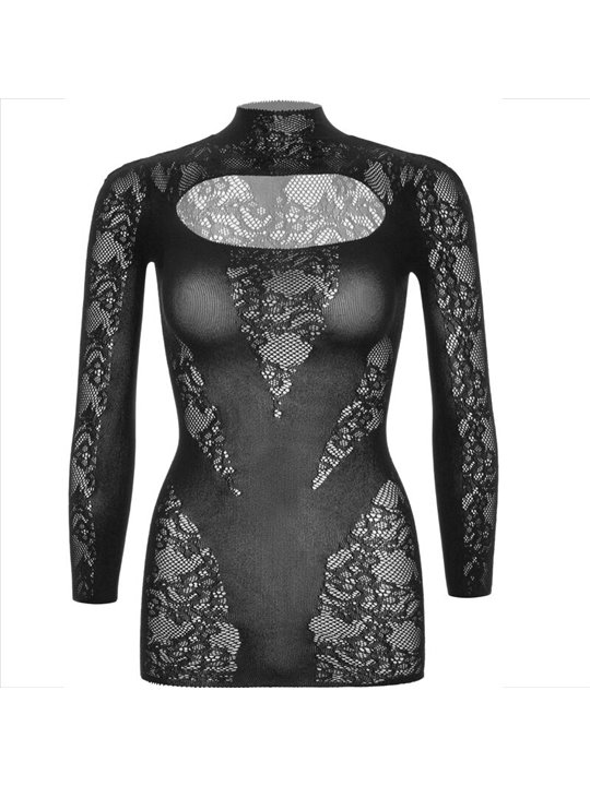 Leg Avenue - Mini Abito con Pizzo Manica Lunga Taglia Unica Nero